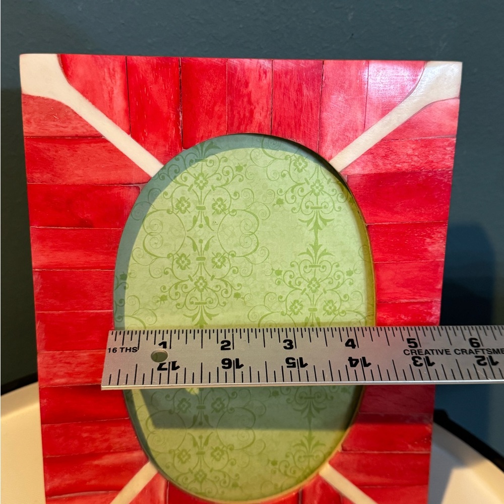 Anthropologie Red Coral Decorative Inlay Photo Frame - Holds 5x7” Picture - Picture 6 of 9